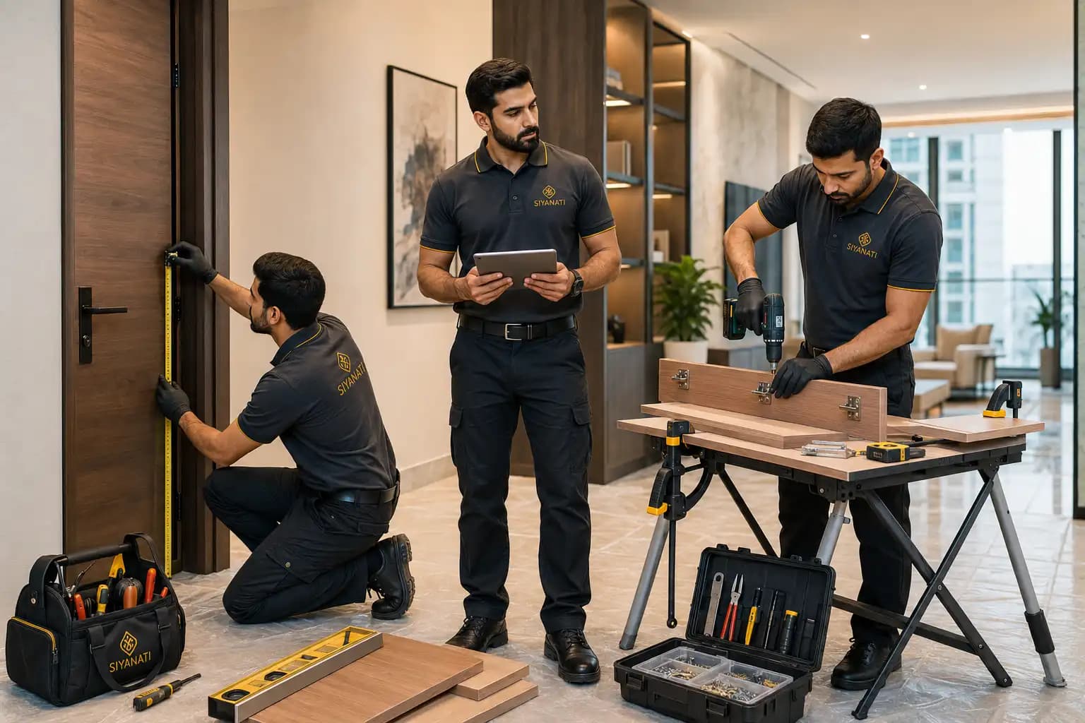 Siyanify carpenter repairing doors, frames, and wood fittings