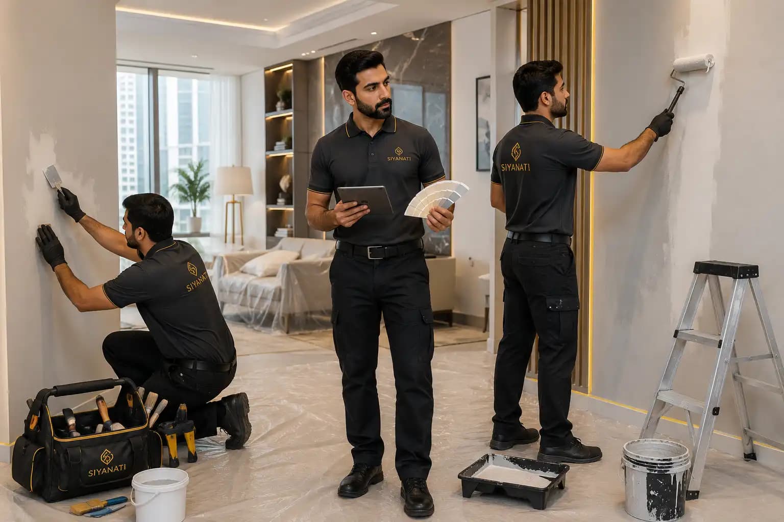 Siyanify painter refreshing interior walls and surfaces