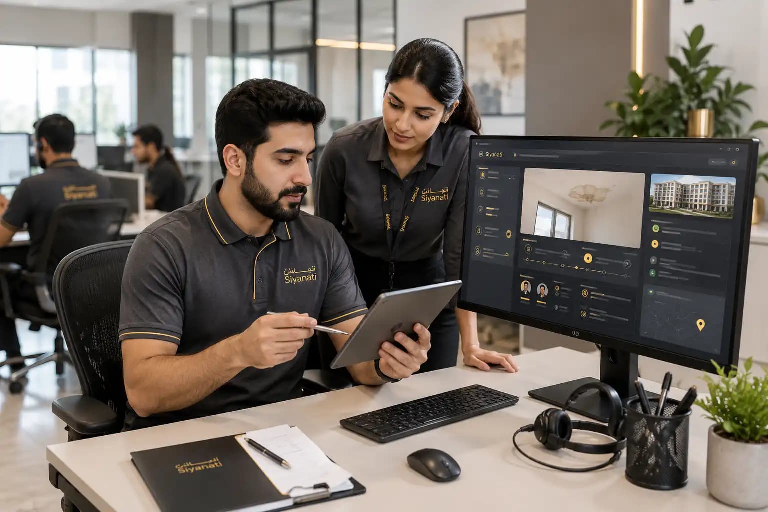 Siyanify team reviewing a maintenance request